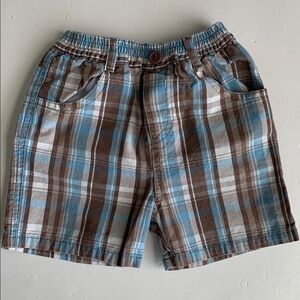 Little Rebels Plaid Teal and Brown Boys Shorts 18 Months